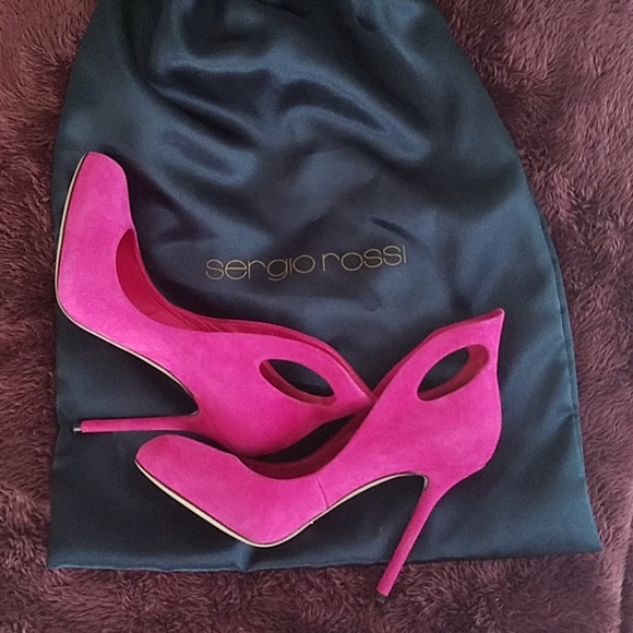 Sergio Rossi pink suede cutout heels, size 7 - Picture 7 of 7